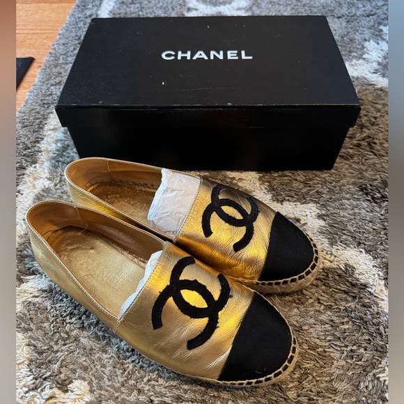 Chanel Gold Espadrilles Size 37 - Picture 2 of 5